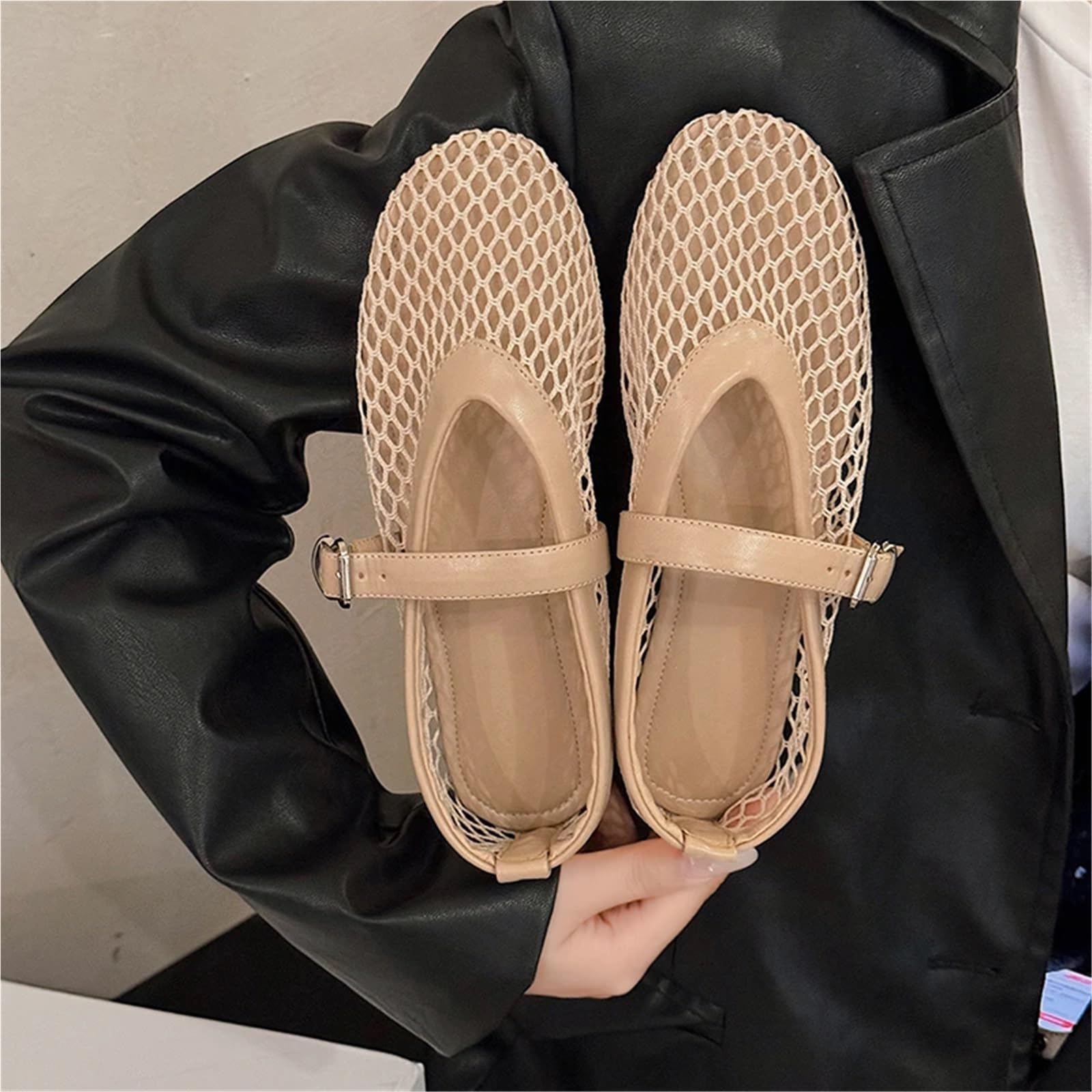 Damen Runde Zehen Flache Schuhe Casual Trend Atmungsaktive Ballett Hohl Strand Sandalen Für Damen