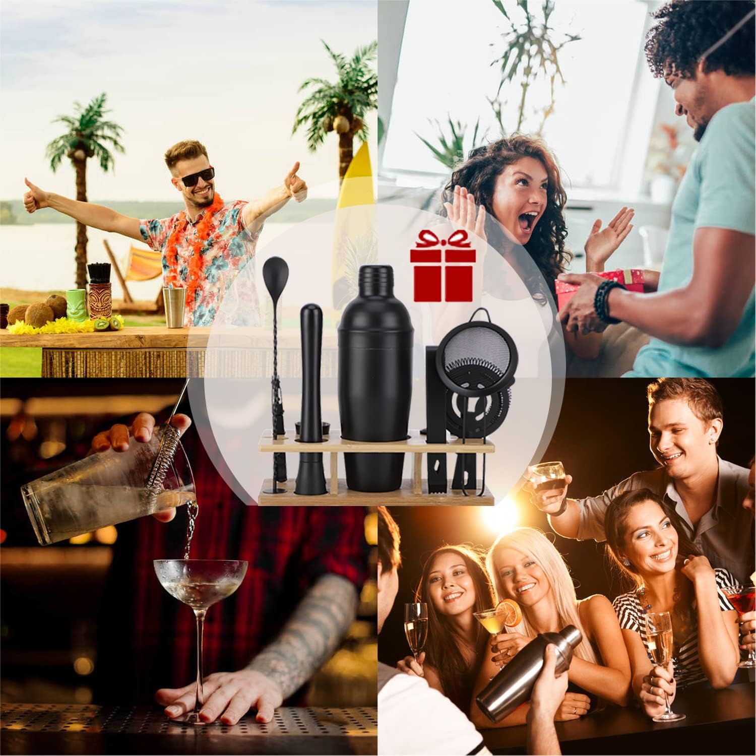 Bartender Kit 11-Piece Cocktail Shaker-Muddler for Cocktails 25oz Boston Shaker-Bar Accessories with Stylish Bamboo Stand Mix Drink Shaker kit Perfect Martini kit with Cocktail Recipes Booklet - Image 8