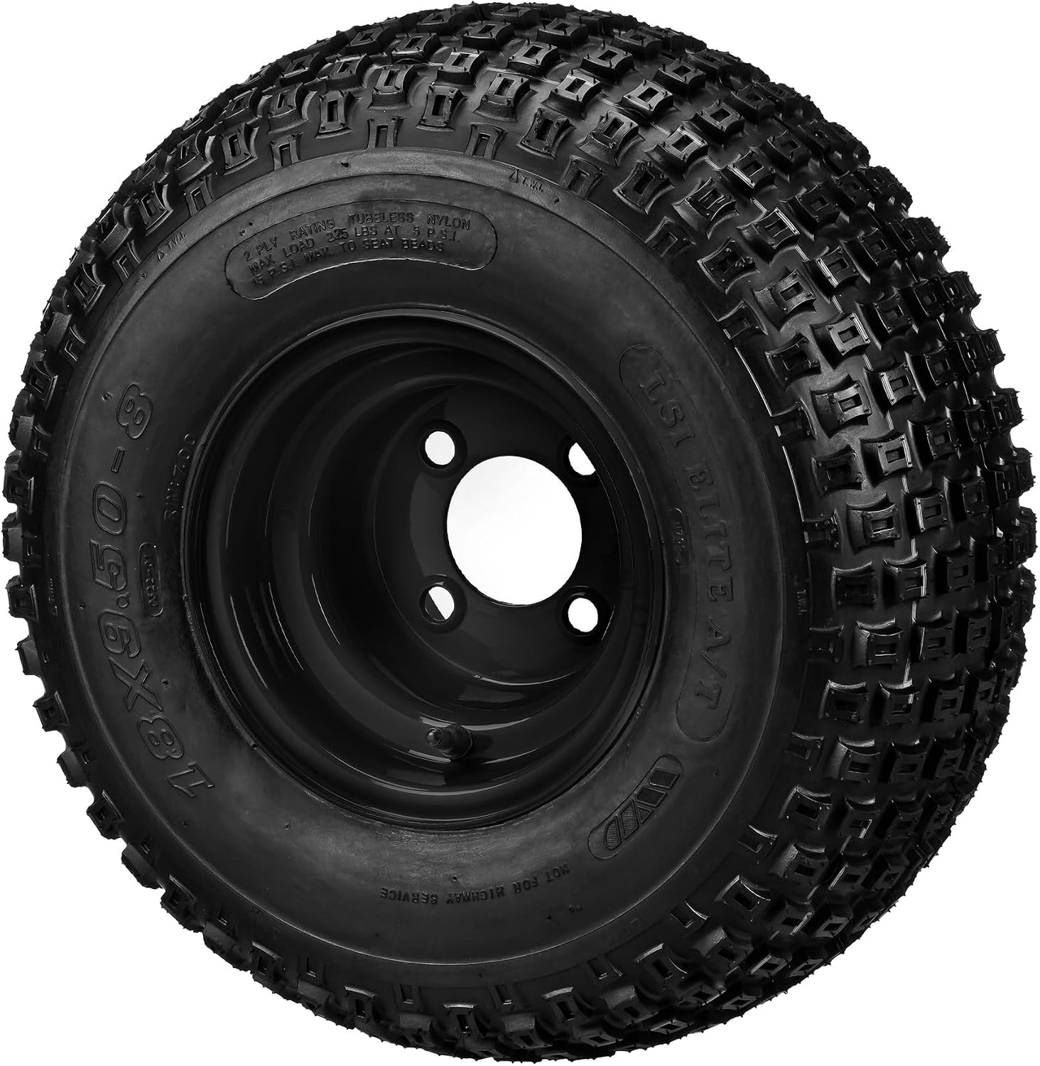 RM Cart Knobby 18x9.50-8 Golf Cart Tires/ATV Tires and 8" Steel Wheel Combo (Matte Black) Set of 4