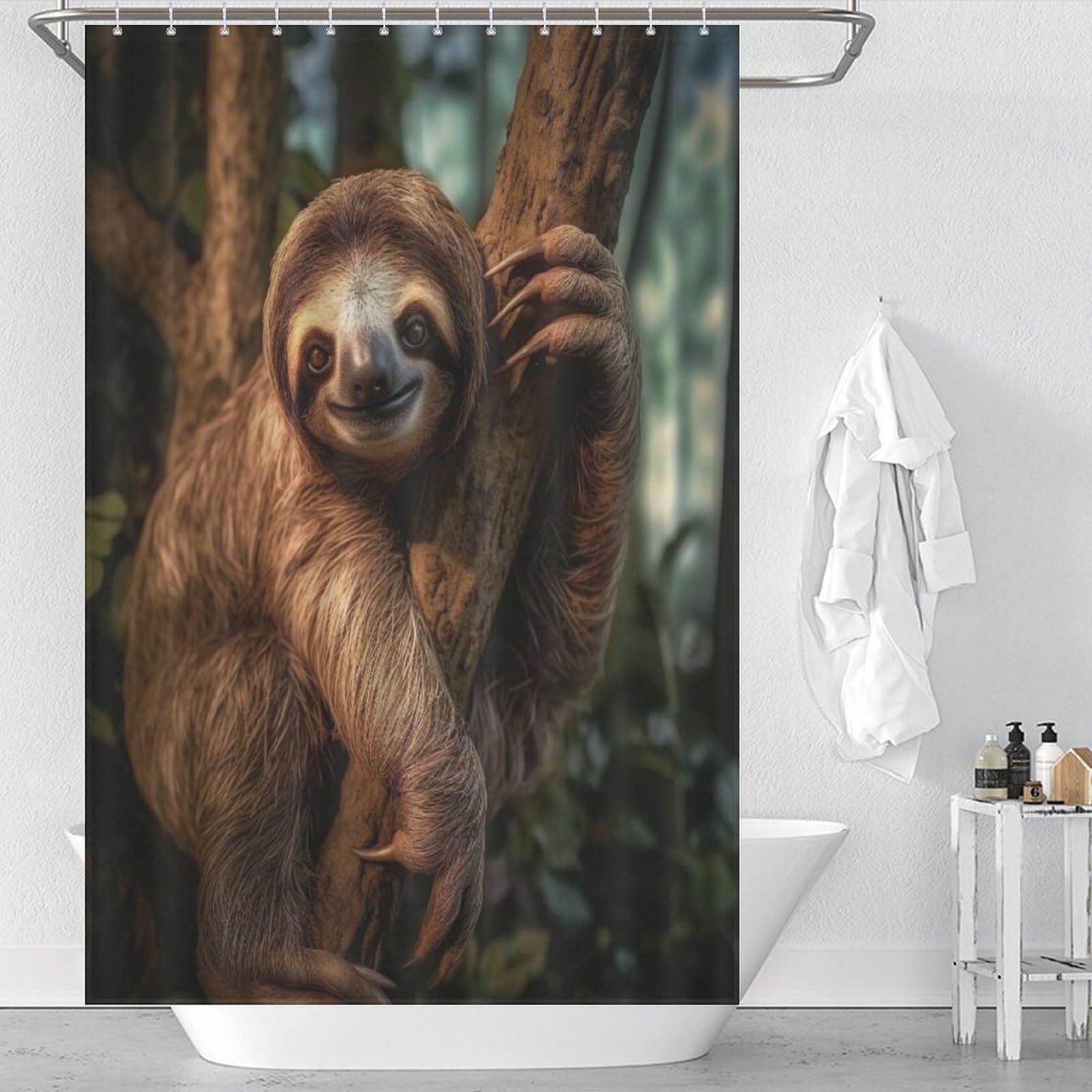 Rideau de douche imperméable paresseux lavable et anti-moisissure 122x183 cm