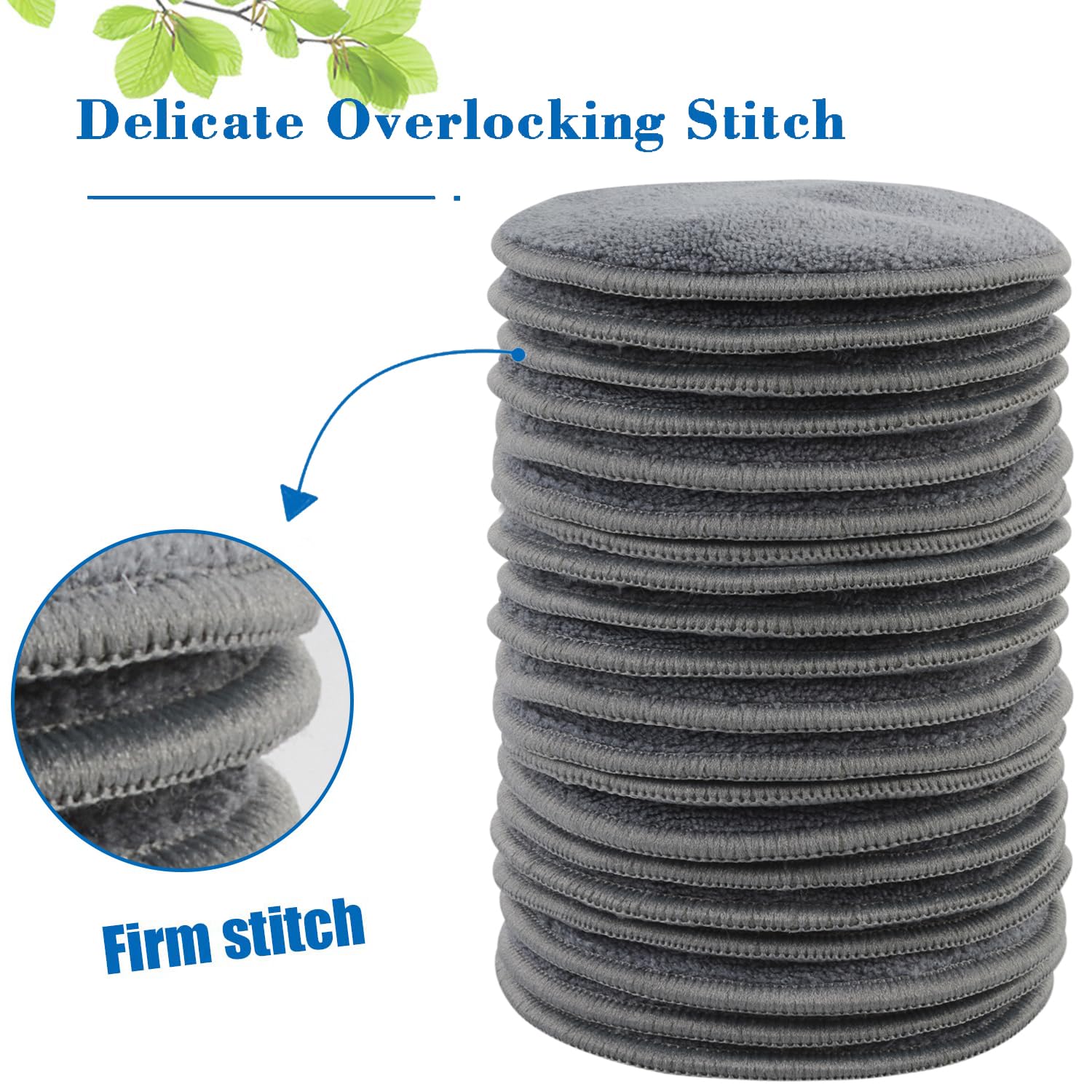 KinHwa Disques démaquillants réutilisables en microfibre, ronds, pour le visage, les yeux et les lèvres, lavables, pour tous types de peau, gris, 20 pièces