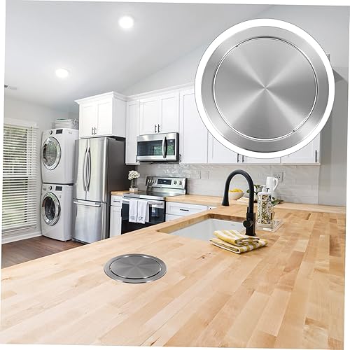 Miniatura 3 de Cabilock 2 piezas de basura de acero inoxidable Mini cubo de basura abatible cubo de basura auto cubo de basura cubo de basura redondo empotrado