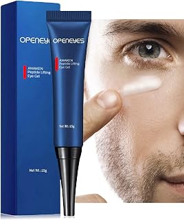 AKARY Awaken Peptide Depuffing Eye Gel, Lifts Firming Eye Tightener, Men's Moisturizing Eye Cream Hydrating Gel Smooths Under Eyes for Dark Circles, Puffiness, Fine Lines & Bags