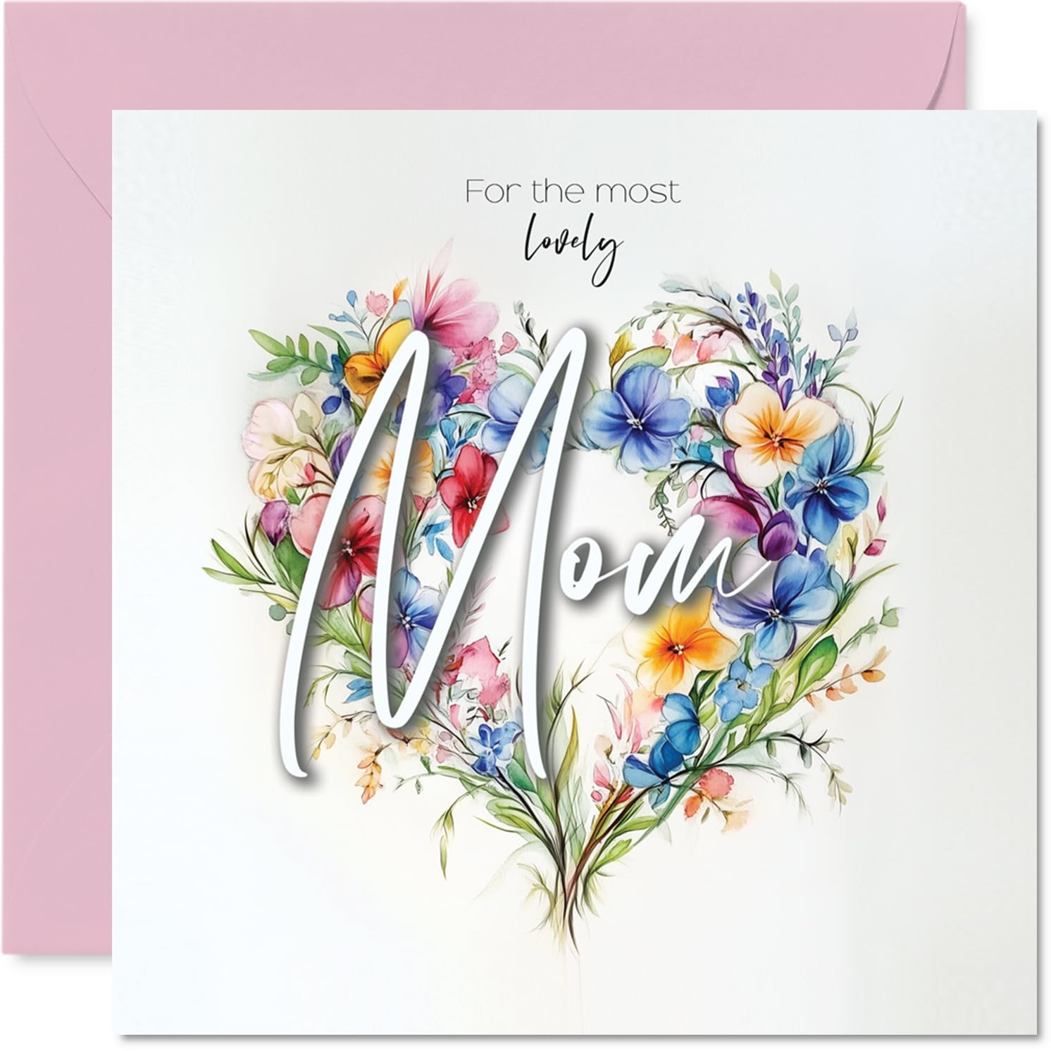 Mom Birthday Card - Heart of Flowers - Happy Birthday Card for Mom from Son Daughter, 145mm Floral Bouquet Greeting Cards