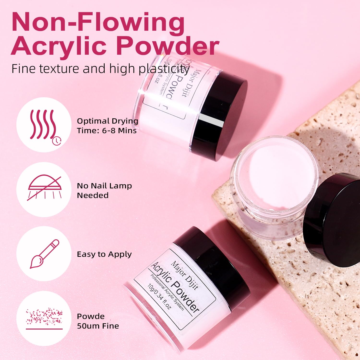 Practice Hand for Acrylic Nails, Acrylic Nail Training Mat , Manicure Trainng Hand Nail Kit for Beginners,Movable Nail Maniquin Hand with 50PCS Nail Tips,Acrylic powder, Brush and Clipper (White)