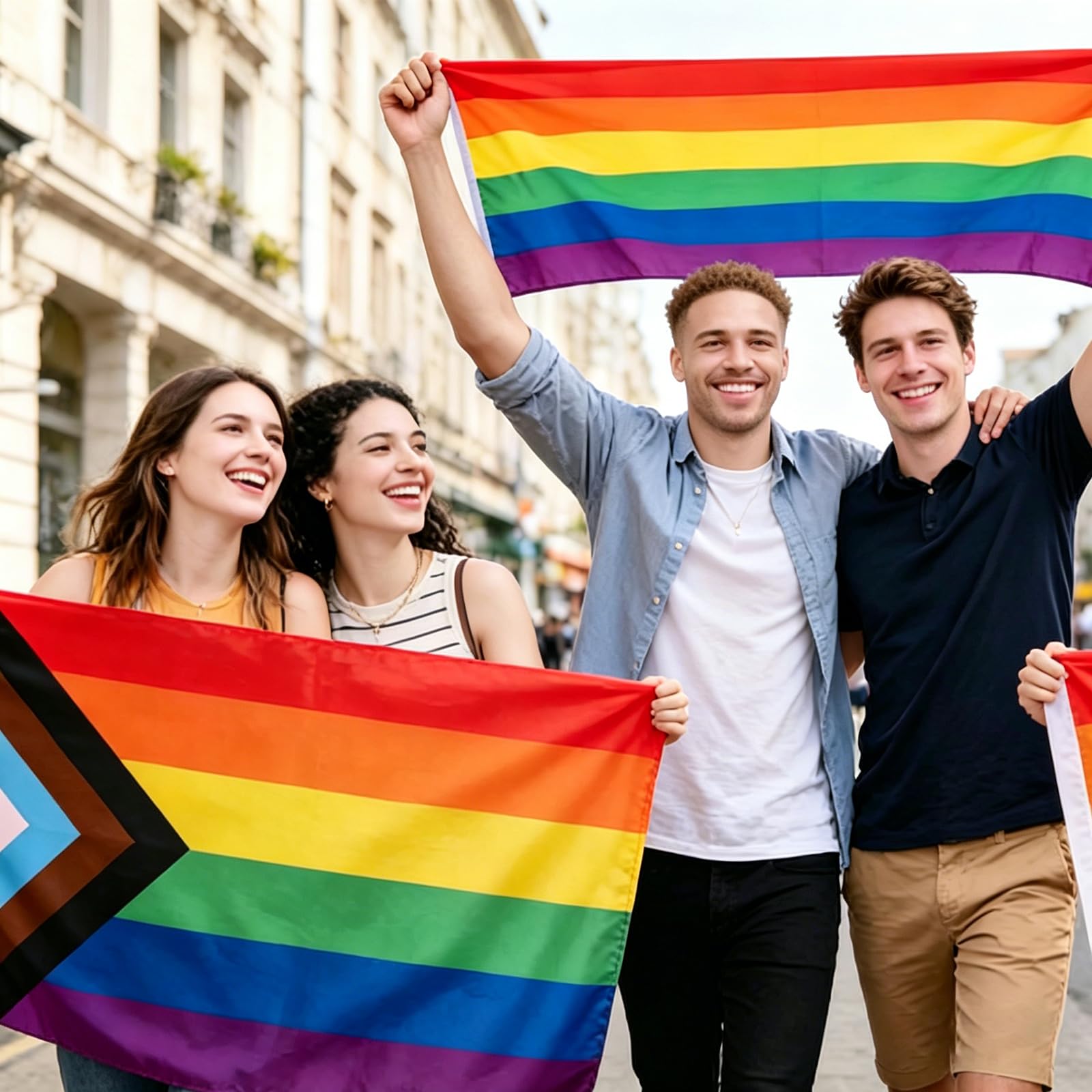 Drapeau LGBT Pride 90x150cm Lot de 2 Arc-en-Ciel Polyester Résistant Imperméable UV Intérieur Extérieur