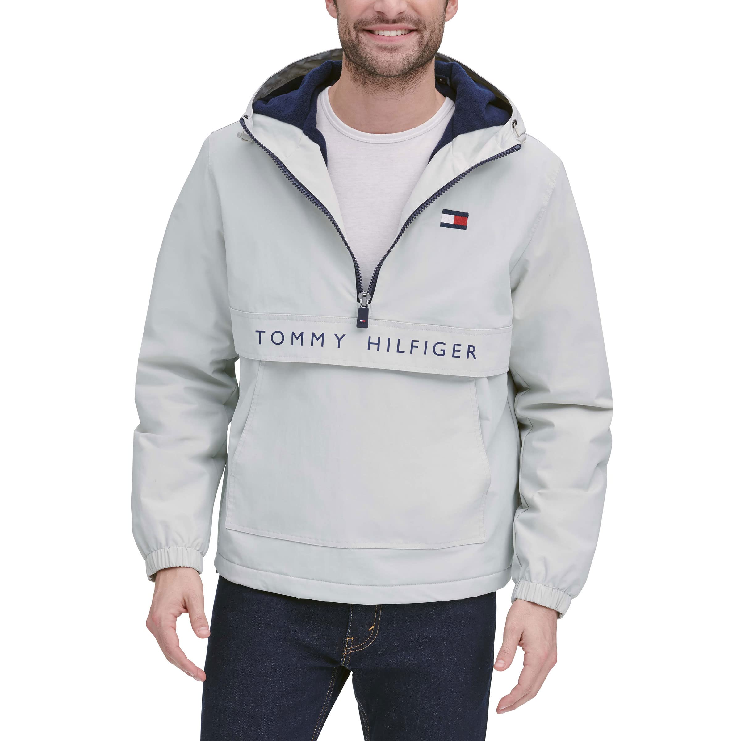 Tommy Hilfiger Men's Performance Fleece Lined Hooded Popover Jacket