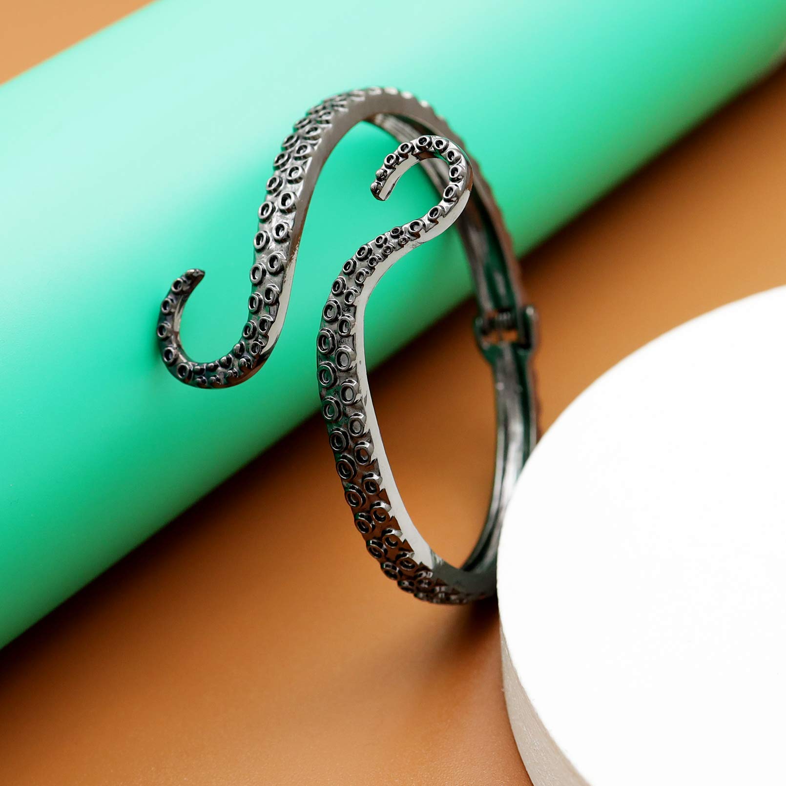 RechicGu Octopus Tentacle Animal Sea Ocean Hinged Open Bracelet Bangle Arm Cuff Scary Horror Goth