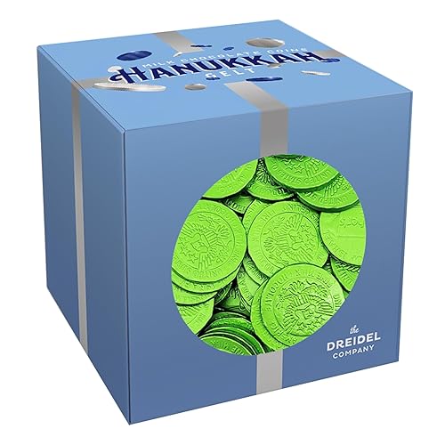 Miniatura 3 de Monedas de chocolate con leche blanca, gelatina de Hanukkah con diseño de lámina verde, chocolate con leche láctea, Kosher Cholov Yisroel, fabricado