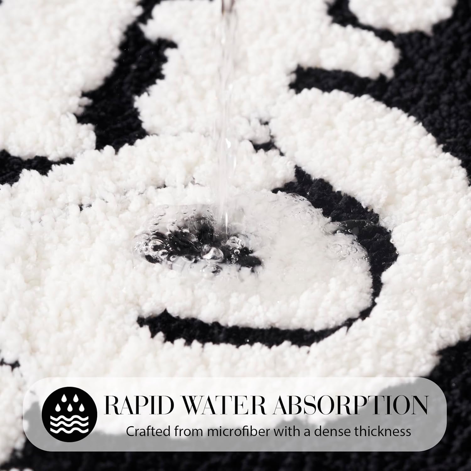 ELDONE Self Love Club Rug Heart Shaped - Cute Bath Mat Non Slip, Funky Aesthetic Groovy Small Accent Rugs for Bedroom Bathroom, Girls Preppy Room Decor, Black and White Heart Rug 28"x23"