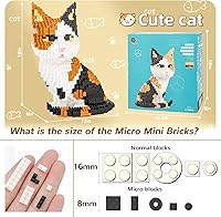 Vista 62 de Kit de bloques de construcción de microbloques de construcción de animales lindos, mini ladrillos de gato azul, juguetes de construcción