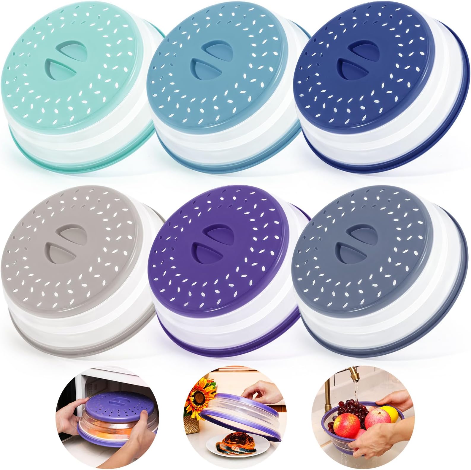 Suclain 6 Pack Collapsible Microwave Cover 10.55 Inch