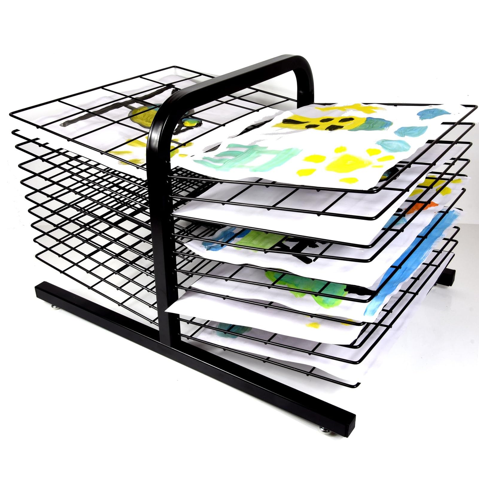 Aioneer Art Drying Rack - Mobile Metal Art Storage Rack With 20 Removable Shelves, Art Organizer For Kids, Efficient And Organized Drying Rack Art For Students' Masterpieces, Sturdy Pain