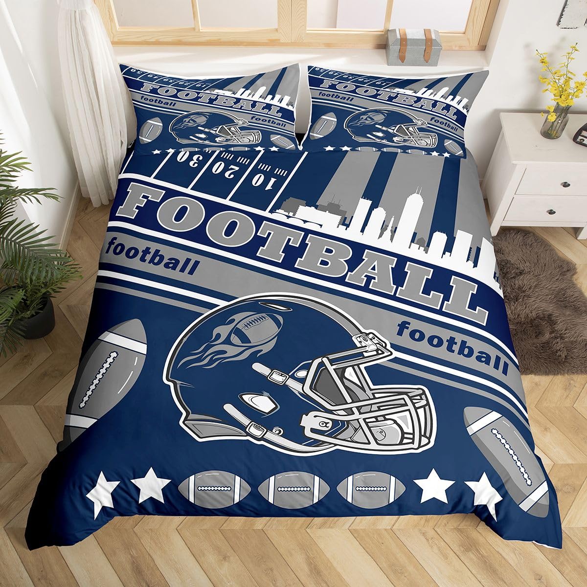 Housse de couette football américain Indianapolis, cadeau idéal fans sport