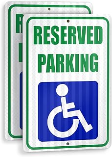 2 PC Aluminum Handicap Parking Sign, 18x12 Reserved Parking Signs, Reflective Engineer Grade Prismatic, UV Protected, Weatherproof, Waterproof Sign