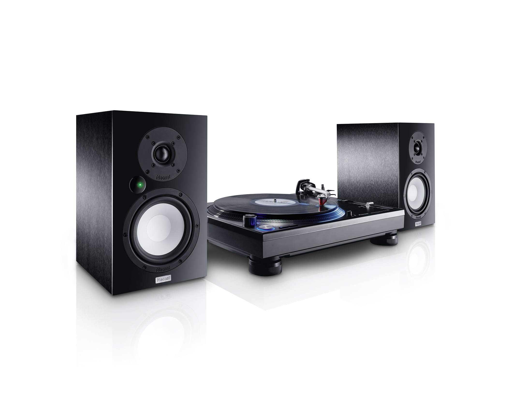 Magnat Multi Monitor 220 | Aktives Lautsprecherset mit aptX Bluetooth, Phono-Eingang und Fernbedienung | Komplettsystem für Vinyl- und Streaming-Nutzer, Schwarz