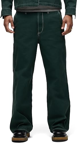 HUDSON Men's Luca Relaxed Fit Wide Leg Carpenter Pant, Smoke Pine