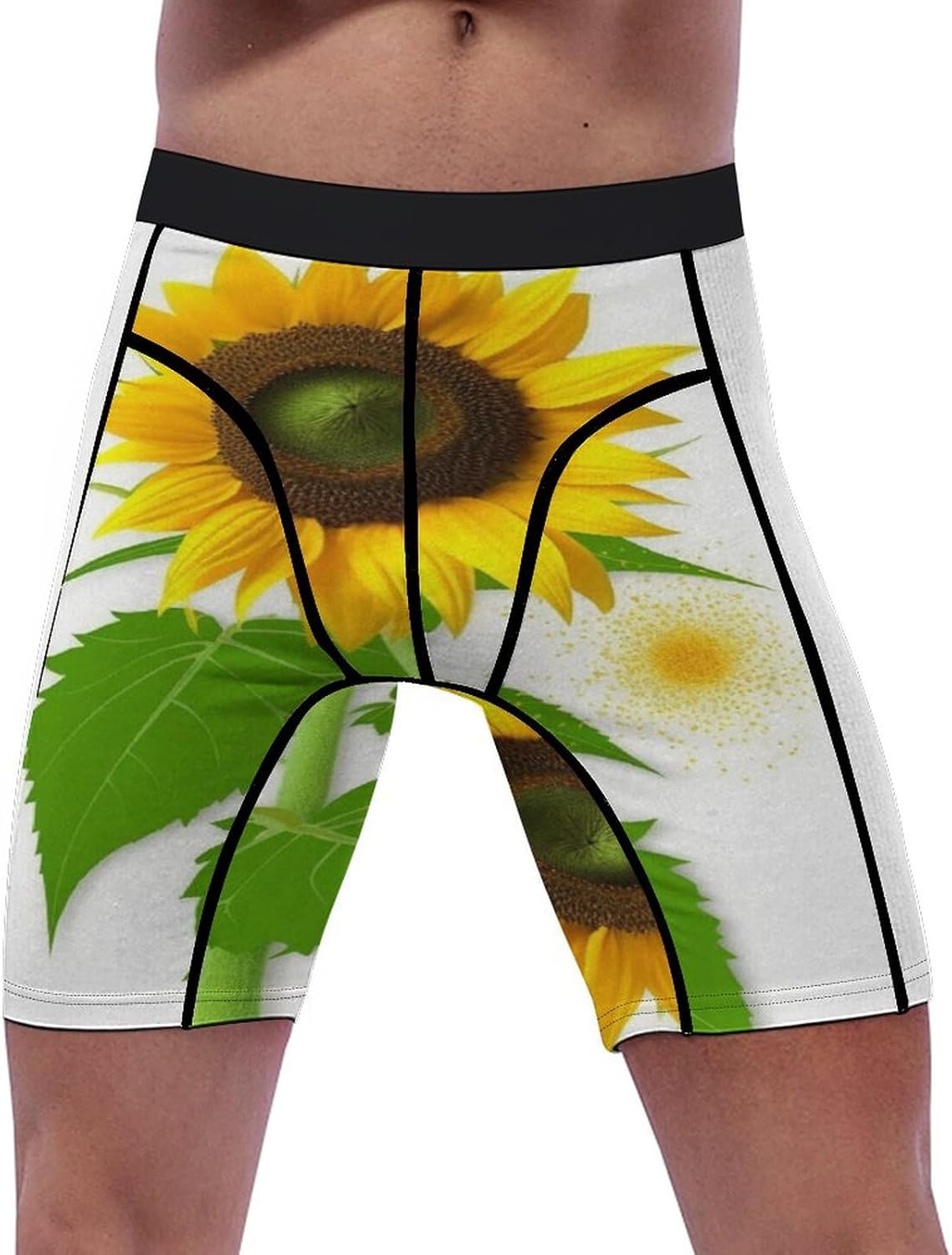 Sunflower and Weed Compression Shorts Men Spandex Sport Shorts Workout Performance Baselayer Underwear