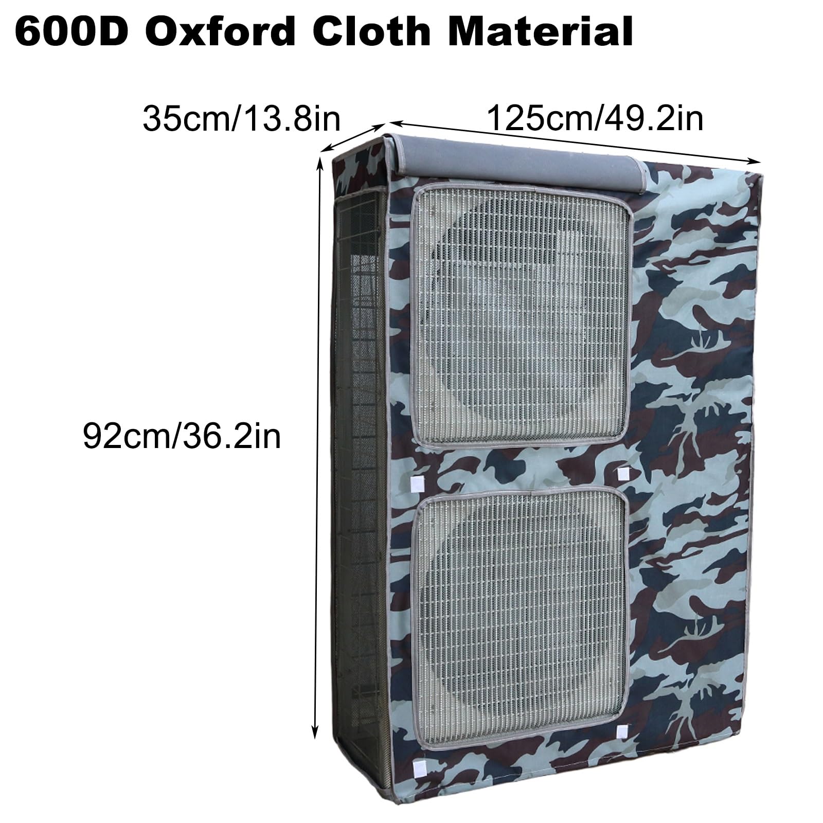 Copricondizionatore per Esterno Centrale, Copri Condizionatore da Esterno, Materiale in Tessuto Oxford 600D, Impermeabile, Antisole e Antivento(Green,92x35x125cm)