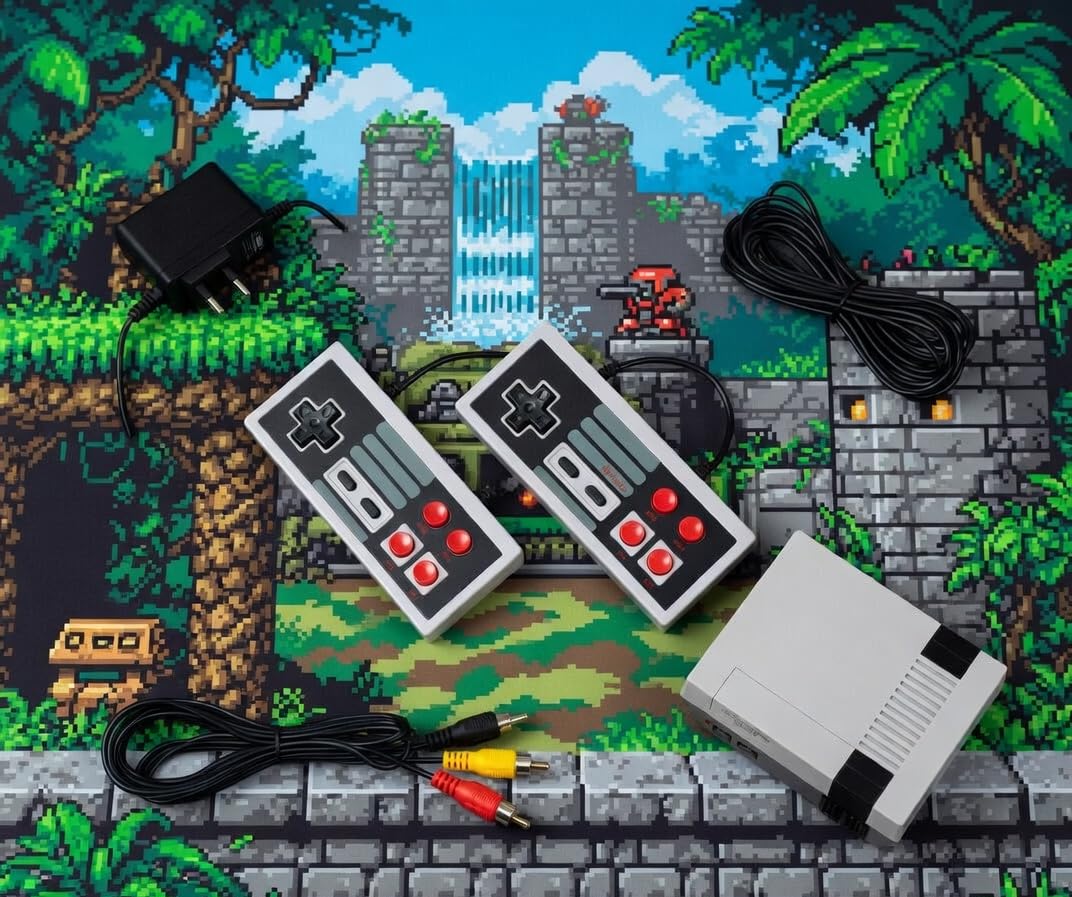 Video Game Console for TV, Built-in 620 Classic Games, with 2 Controllers and AV Cable 1