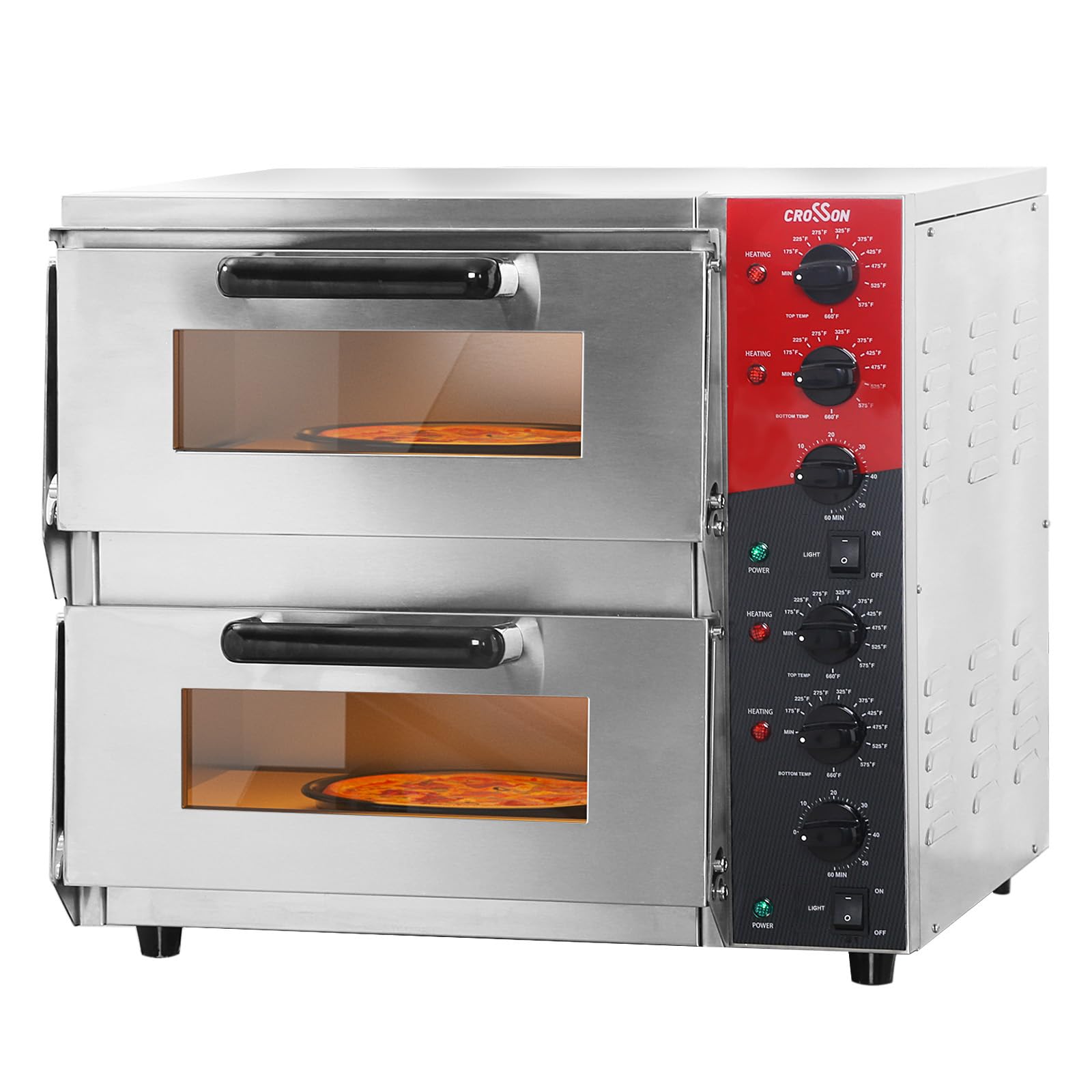  ETL listed Commercial Double Deck 16 inch Countertop Electric Pizza Oven with pizza stone, Multipurpose Indoor Pizza oven for Restaurant use,120V/3200W