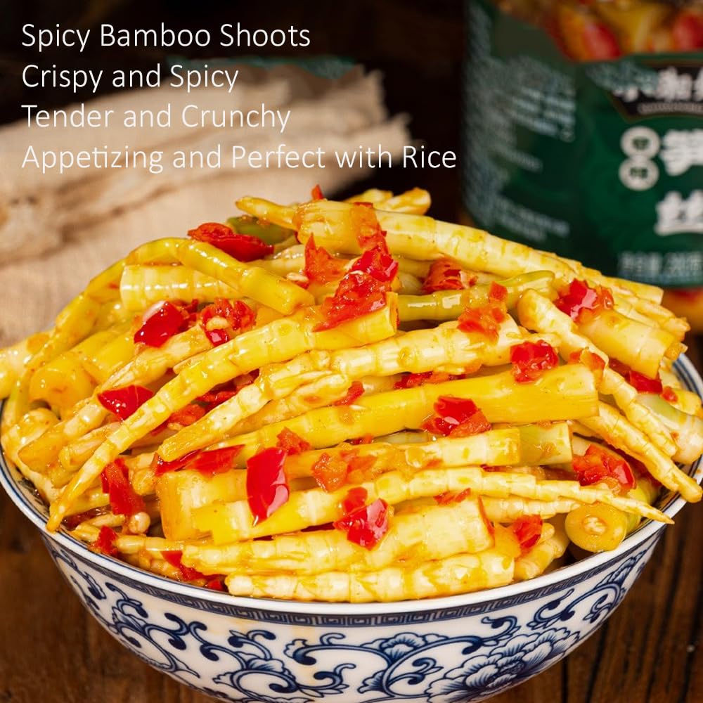Bamboo Shoots-Spicy Bamboo Shoot Strips - 280g Can, Chinese Food, Can Be Served With Rice/Noodles (Spicy).