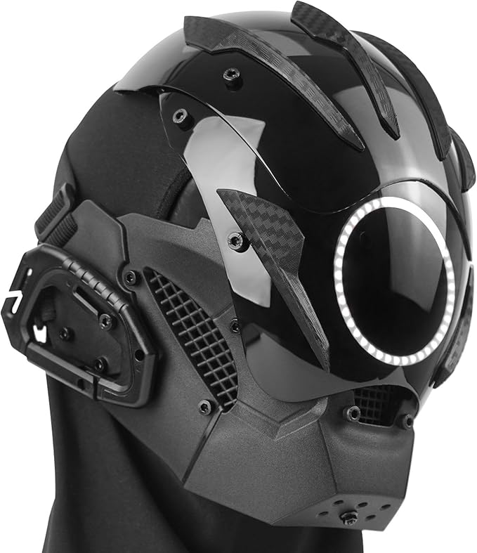 Máscara Futurista LED PDLING con Luces para Hombre, Casco Samurai para Cosplay Halloween miniatura 2