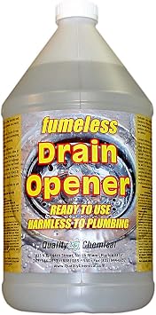 Quality Chemical Fumeless Drain Opener - Fast Acting Clog Remover and Declogger - Professional Strength - for Bathtub, Kitchen Sink, Drano, Hair Clog Remover - Drain Cleaner 128 oz Pack of 1
