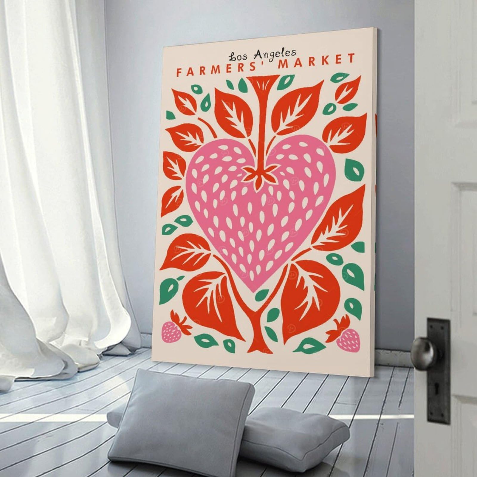 Junmoney Canvas Art Print LA Farmers Market, 12x18inch(30x45cm), for Gallery Wall Decor And Room Displays, Wall Decor Suited to Curated Displays