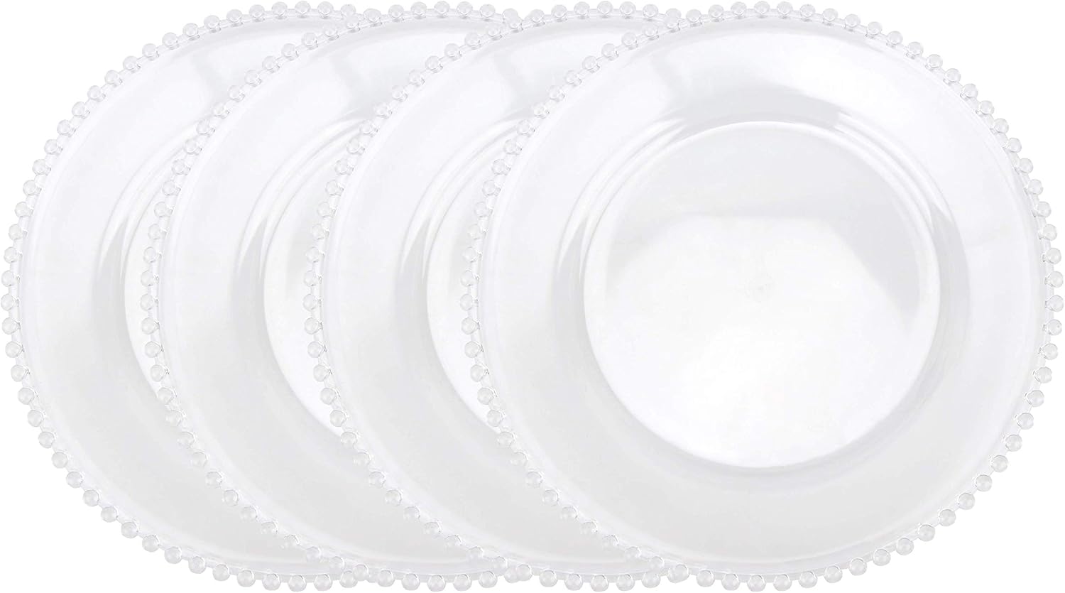  | USA Party Flower Elegant Clear Acrylic Charger Plate with Bead Rim, Set of 12 (12.5 inch) (Clear): Charger & Service Plates