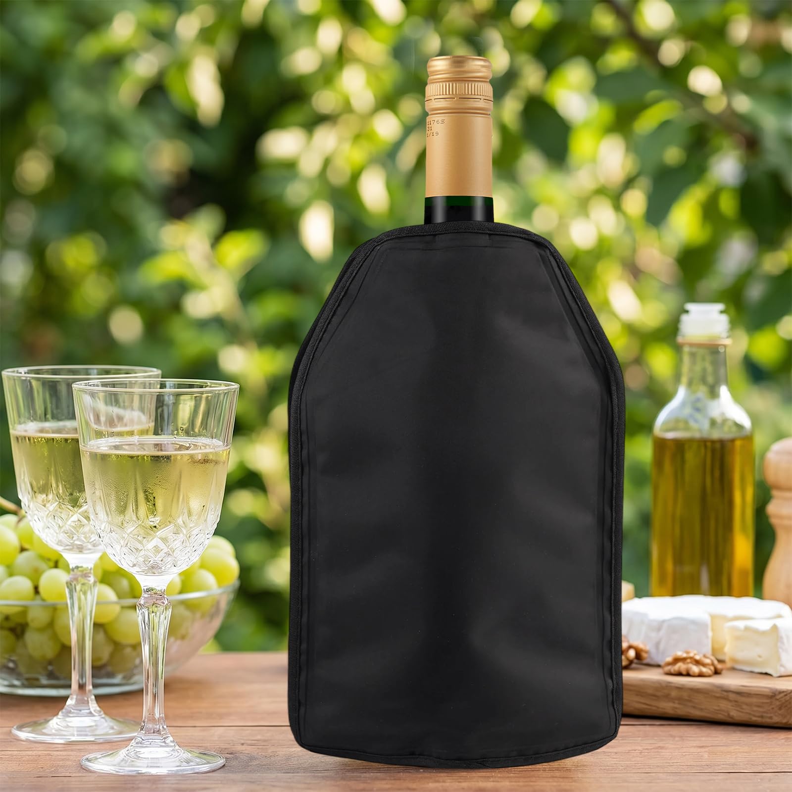 2 Piezas Funda Enfriadora de Botella de Vino, Enfriador de Botellas De Vino Reutilizable con Gel, Funda Enfriadora con Gel Refrigerante Interior, para Vinos, Bebidas (Rojo + Negro)