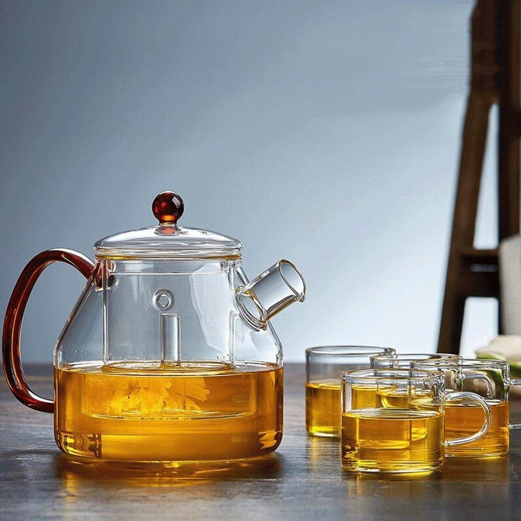 HJW Useful Kettle Thickened Glass Teapot Bubble Teapot Filter Kettle Teapot Creative Tea Glass Pot Large Capacity 900M (Teapot +2 Cups) Tea Cup,B