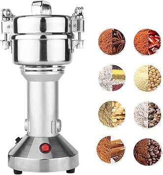 High Speed Electric Grainmill Grinder Stainless Steel Electric Spice Herb Cereals Coffee Rice Corn Sesame Soybean Flour Powder Machine Commercial Home Clinic Pharmacy