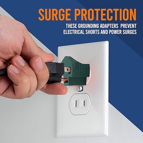 Miniatura 8 de Enchufe adaptador de conexión a tierra de 3 clavijas a 2 clavijas, 2 piezas para tomas de corriente, eléctrica, hogar, talleres, industrial,