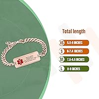 Vista 3 de Divoti Pulsera de Alerta de Identificación Médica Grabada Personalizada, Condiciones Personalizadas de 4 Líneas Cadena de Cuerda de Acero