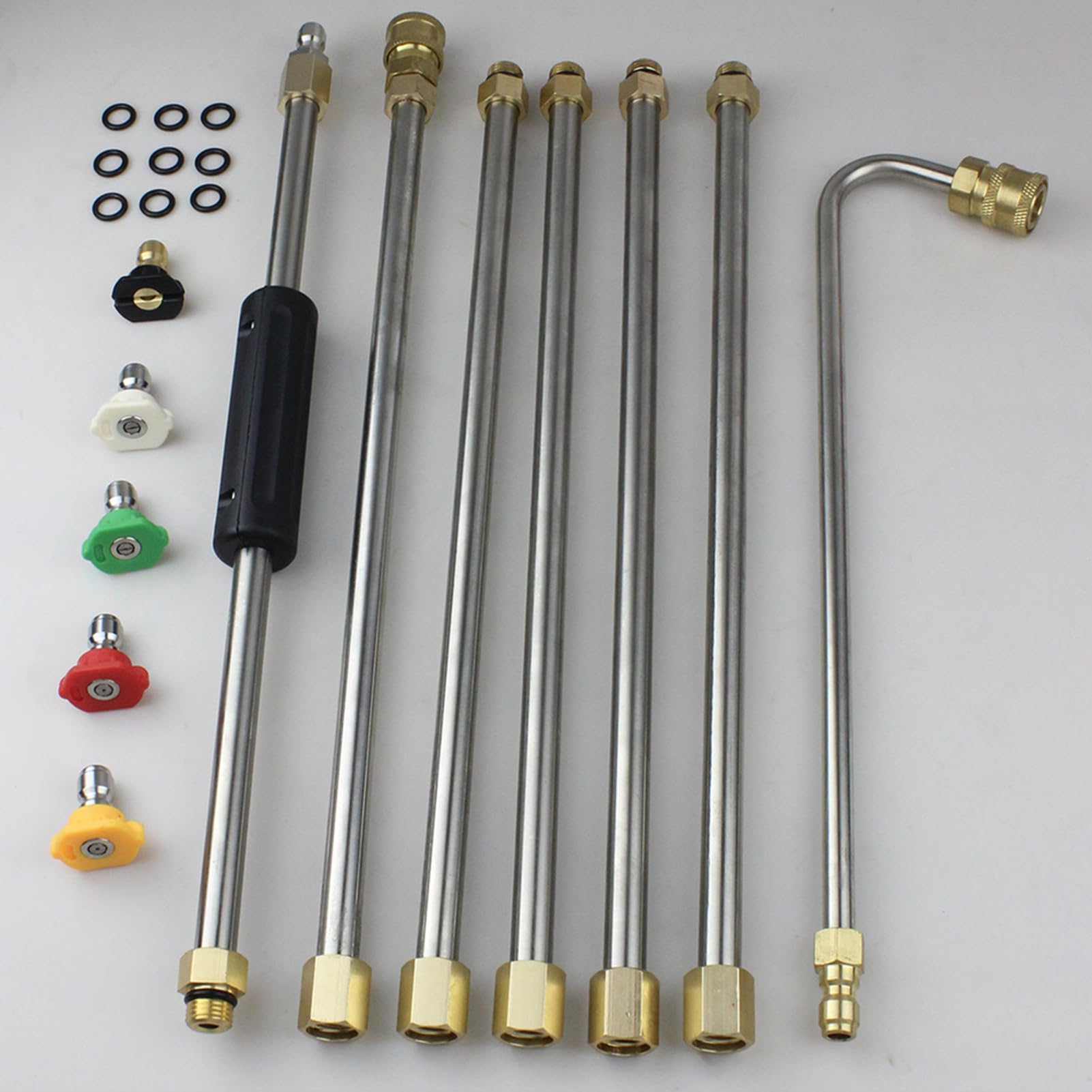 Kit Di Pulizia Per Grondaie Con Asta Telescopica E 6 Ugelli: Adatto A Idropulitrici Fino A 4000 PSI, Per Altezze E Detriti