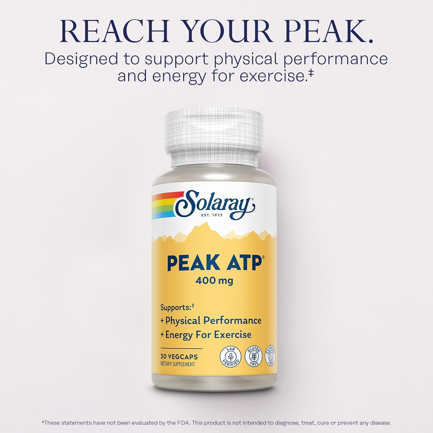 SOLARAY Peak ATP 400 mg - Physical Performance and Exercise Energy Supplements - Stim Free Pre Workout Pills - No Caffeine or Gluten - Lab Verified - 60-Day Guarantee - 30 Servings, 30 VegCaps - Image 3