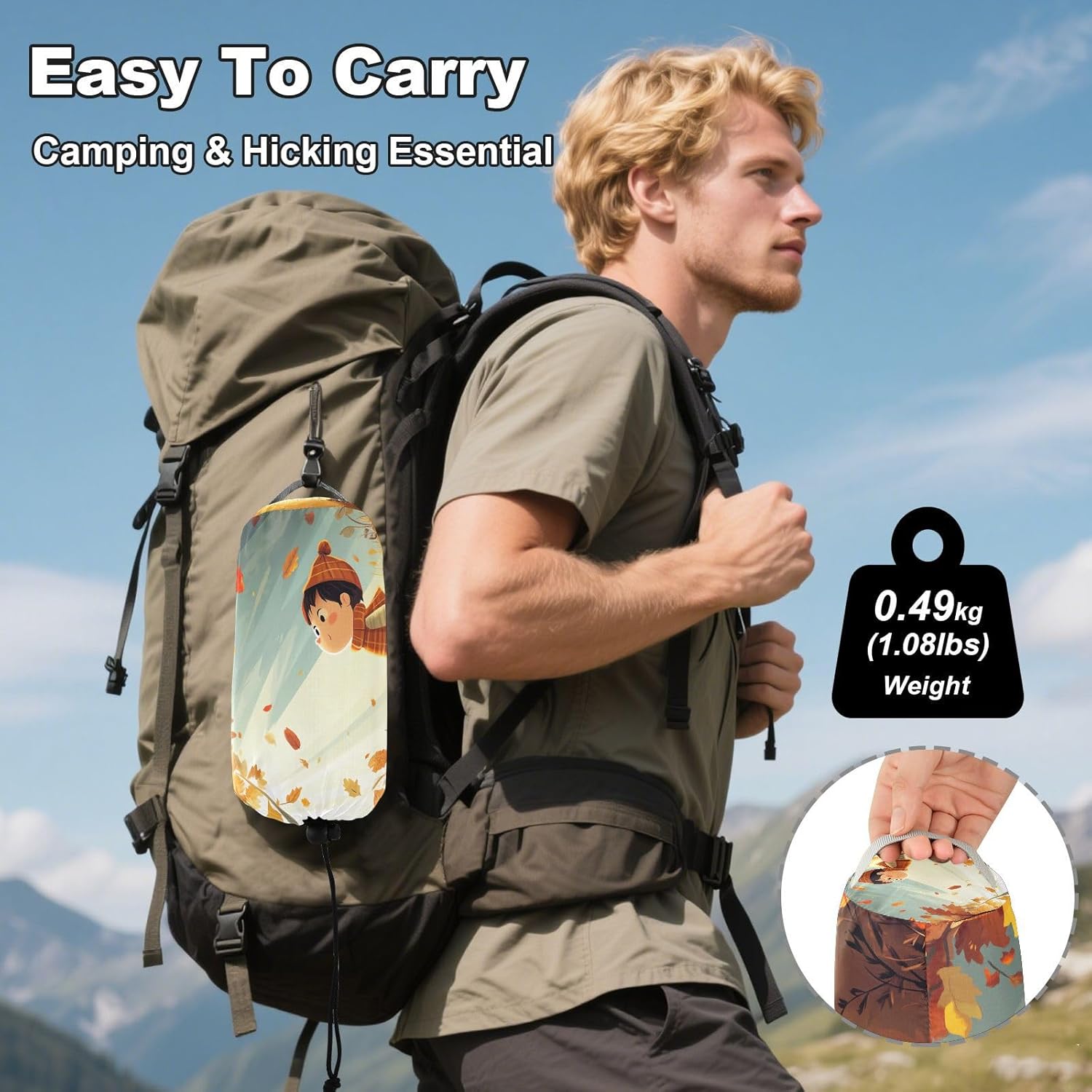 Autumn Fall Leaves Boy Hammocks for Camping with Portabl Carry Bag Backyard Hammock for Outside Camping Essentials