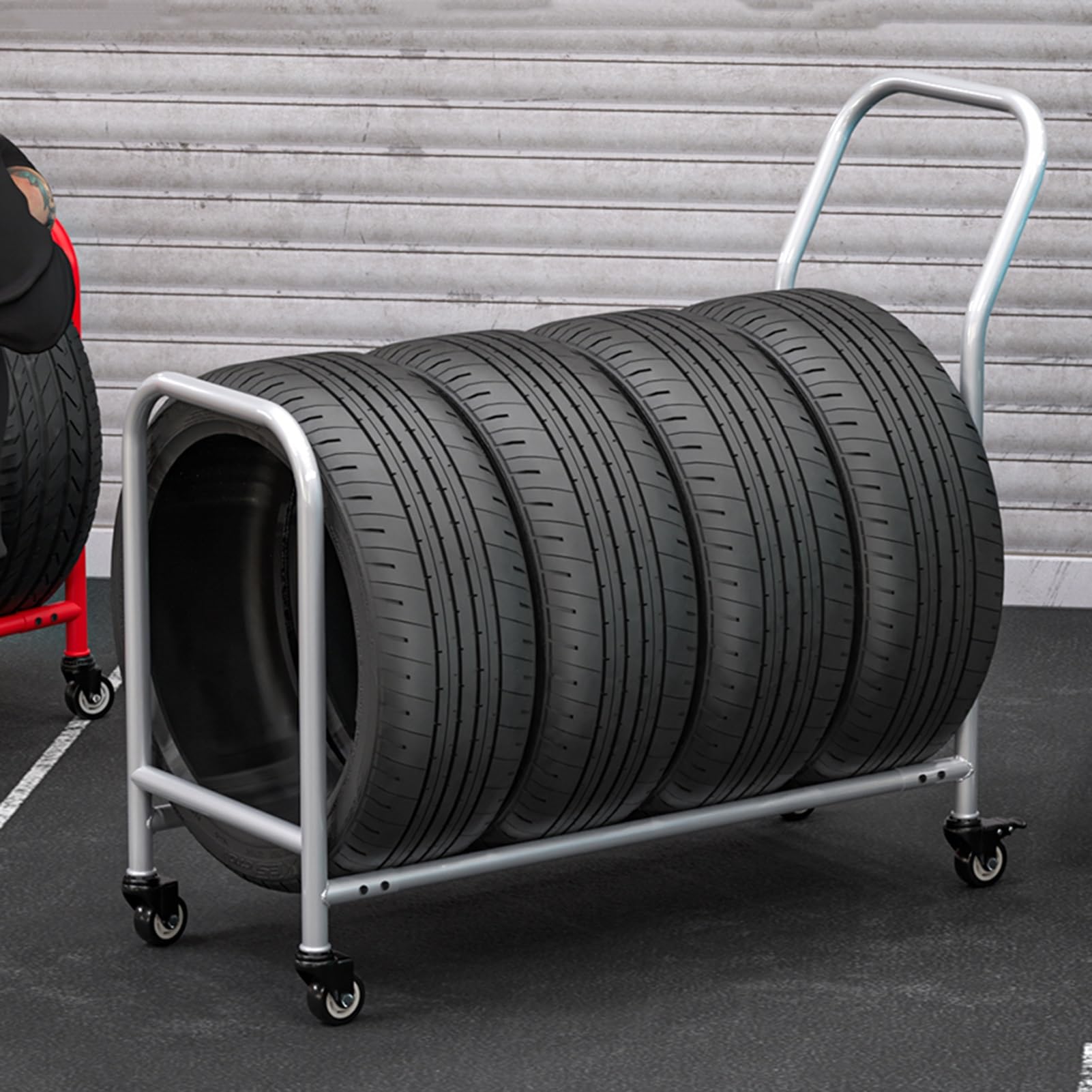 Reifenregal, Reifenregal, Reifenlagerregal, 100 x 43,3 x 17,3 Zoll, Robustes Reifenregal aus Metall für den Innen- und Außenbereich, Reifenregal für Fahrräder