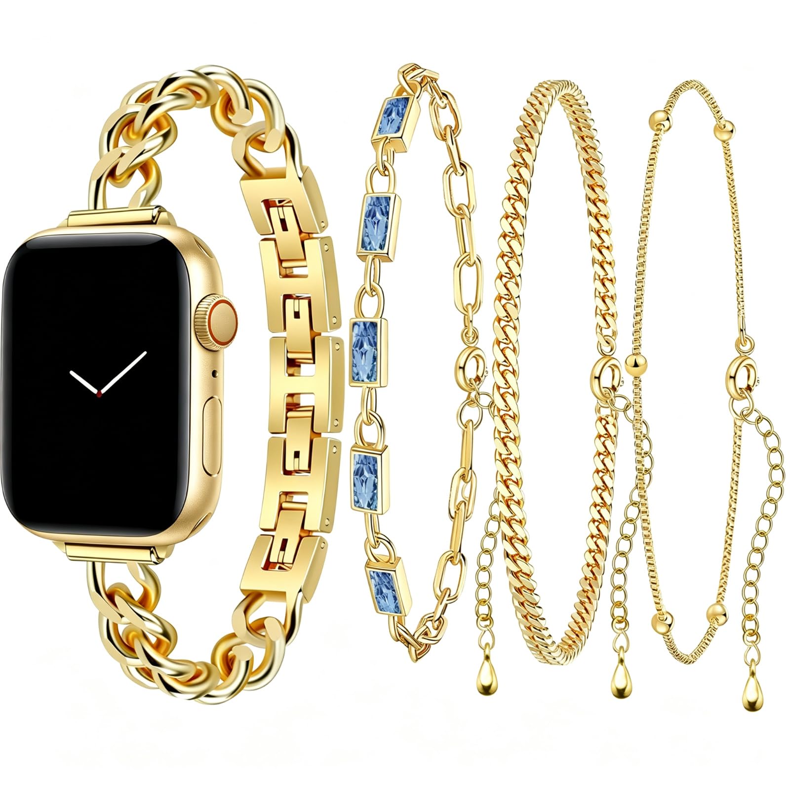 Bracelet fin doré pour bracelet Apple Watch 38-49 mm pour femme