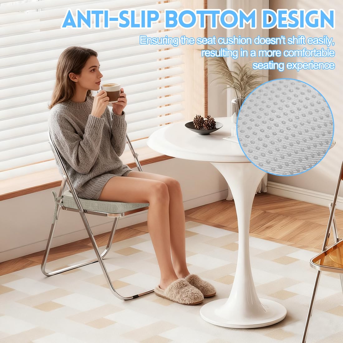 Juego de 2 cojines para silla de 43x42x5cm, cojín de espuma de alta densidad, cómodo cojín para asiento para interior/exterior, funda de silla para jardín, balcón, cojín para comedor, sala de estar