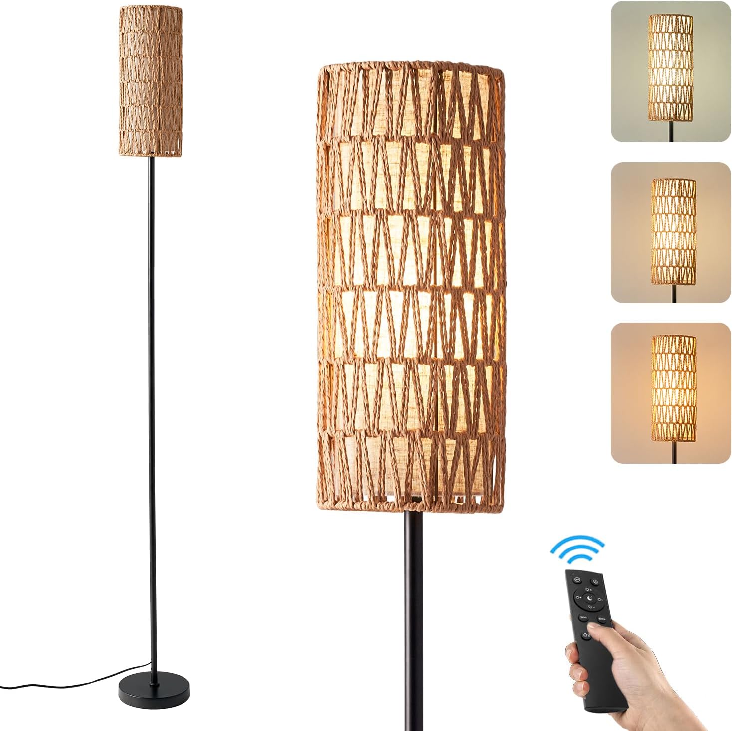 Boho Farmhouse Floor Lamps for Living Room, with Remote Control ...