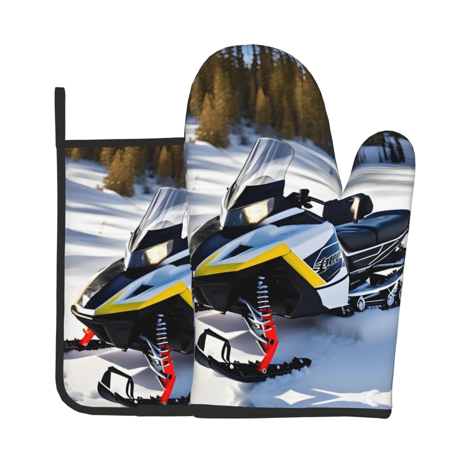 Oven Mitts and Potholders Set of 2 for Kitchen Baking Cooking GrayAdvanced Snowmobile Thick and Durable