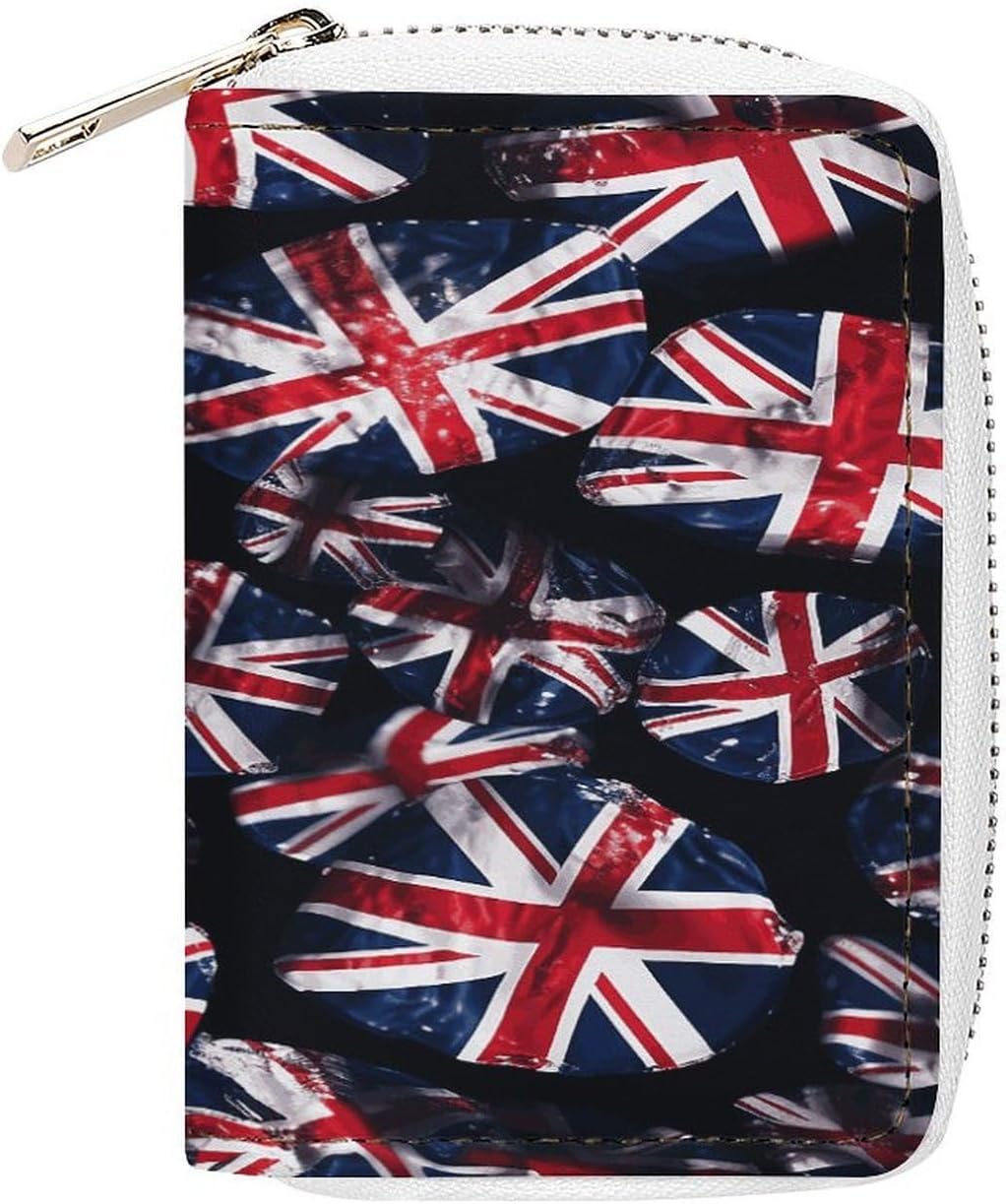 British Flag Card Holder RFID Blocking,Credit Card Wallet for Women And Men,Card Case Organizer Bag with Zipper