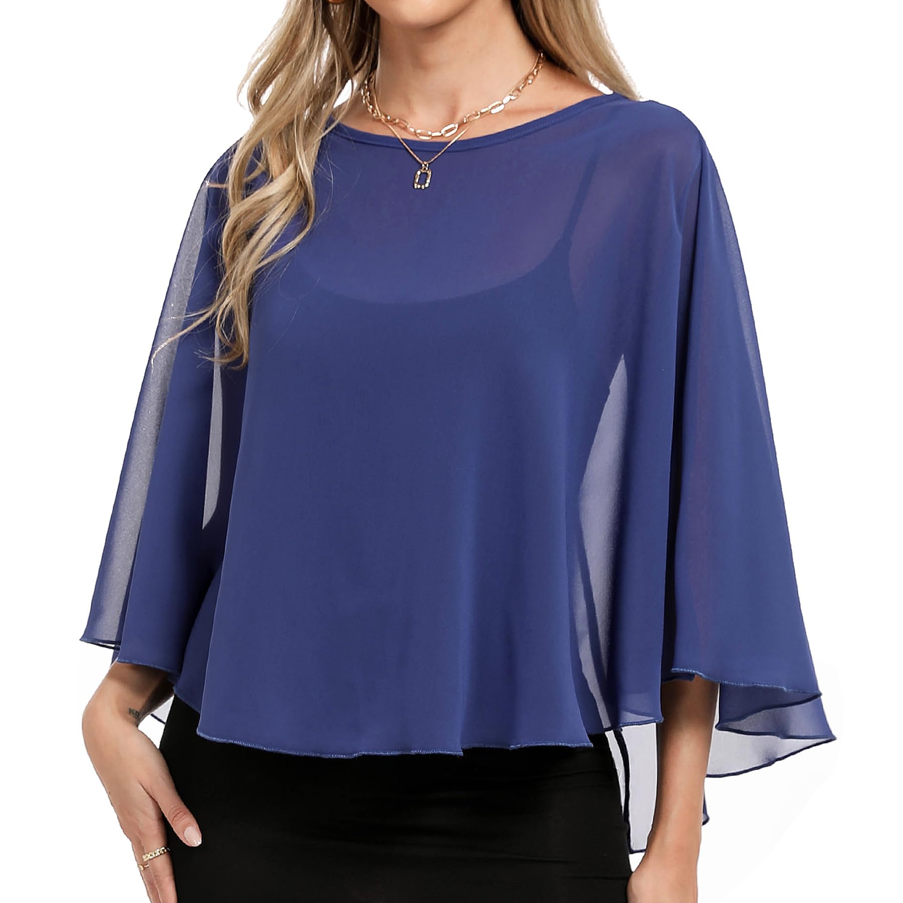 Irevial Chal Gasa Mujer Ponchos y Capas Elegante Ligero Mantón Chifón Top Fiesta Boda para Primavera Verano