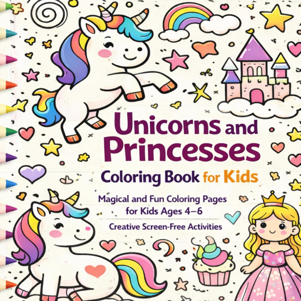 Unicorns and Princesses Coloring Book for Kids: Magical and Fun Coloring Pages for Kids Ages 4–8 | Creative Screen-Free Activities