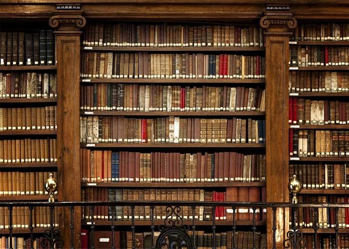 BELECO 9x6ft Vintage Bookshelf Backdrop Library Books Antique Book Racks in Old Library Phtography Backdrop for Party Decoration Birthday YouTube Videos School Photoshoot Photo Background Props