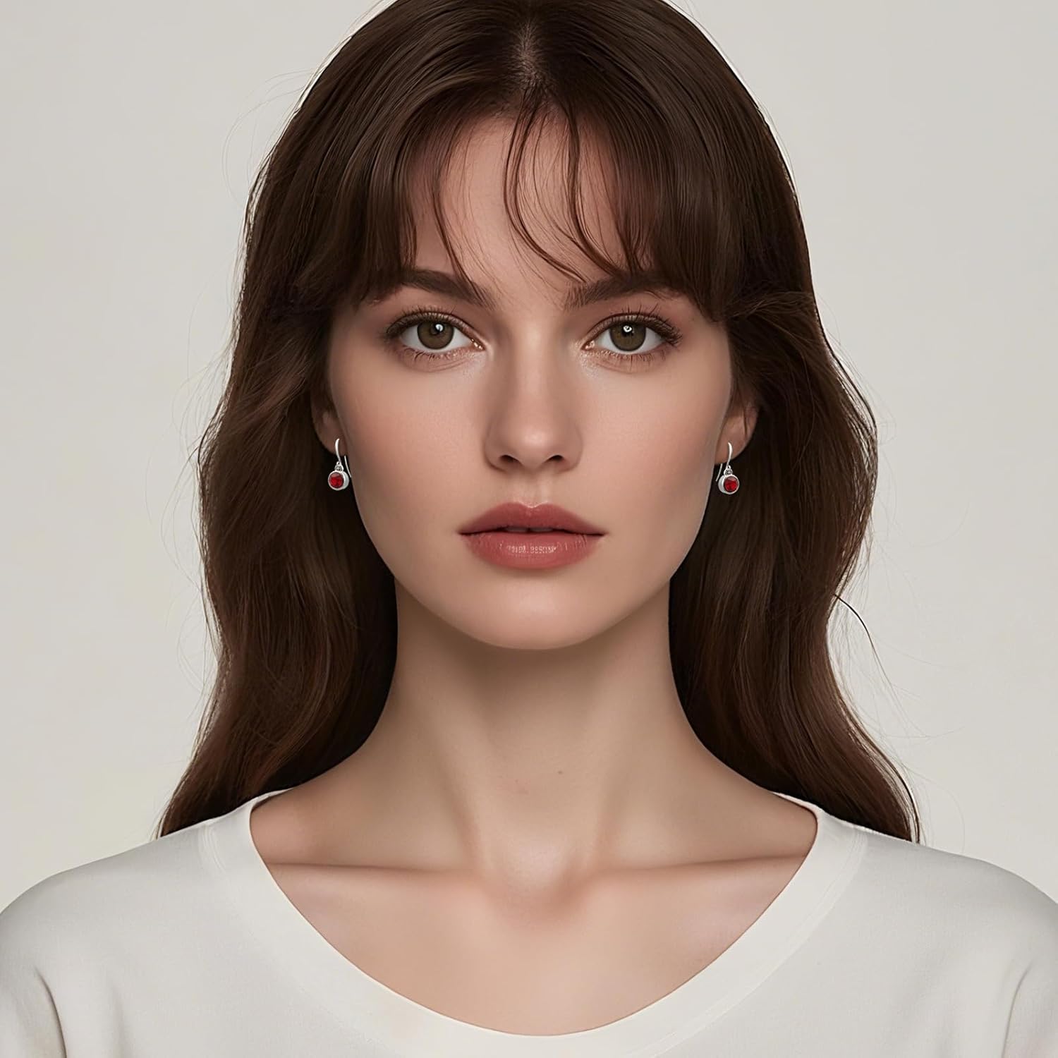 Silver Circle Dangle Earrings for Women with Blue/Green/Red Cubic Zirconia Drop Sparkle Crystal Earrings Birthstone Jewelry - Image 3