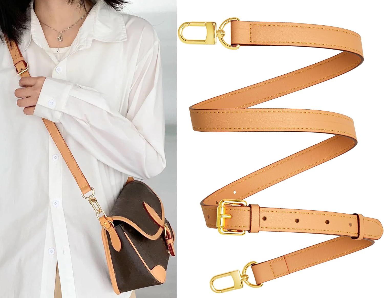 Vachetta Leather purse strap Genuine Leather Adjustable Replacement Strap for Shoulder Bag Handbag Purse - Image 2