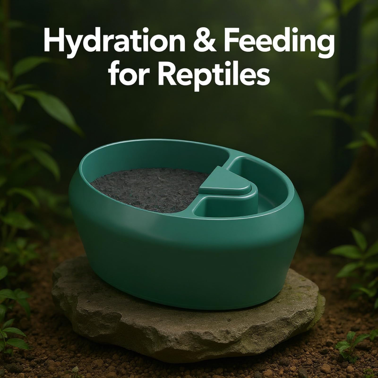Reptilien-Wasserbrunnen, Eidechsen-Wasserspender mit Futterschale, 700 ml, automatische Zirkulation, 110V, leiser Bartagamen-Brunnen für Terrarien